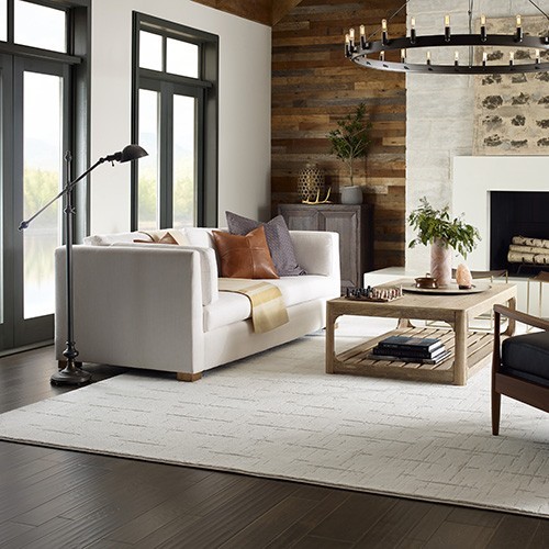 Living room area rug with sofa | Black Hills Flooring