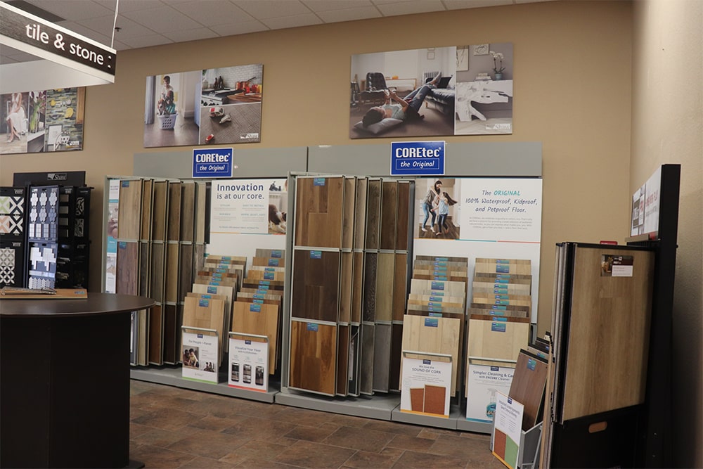 Variety of flooring products at showroom | Black Hills Flooring